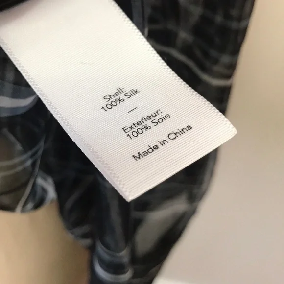 Elizabeth & James Black White Plaid Silk Top NWT - Picture 8 of 8